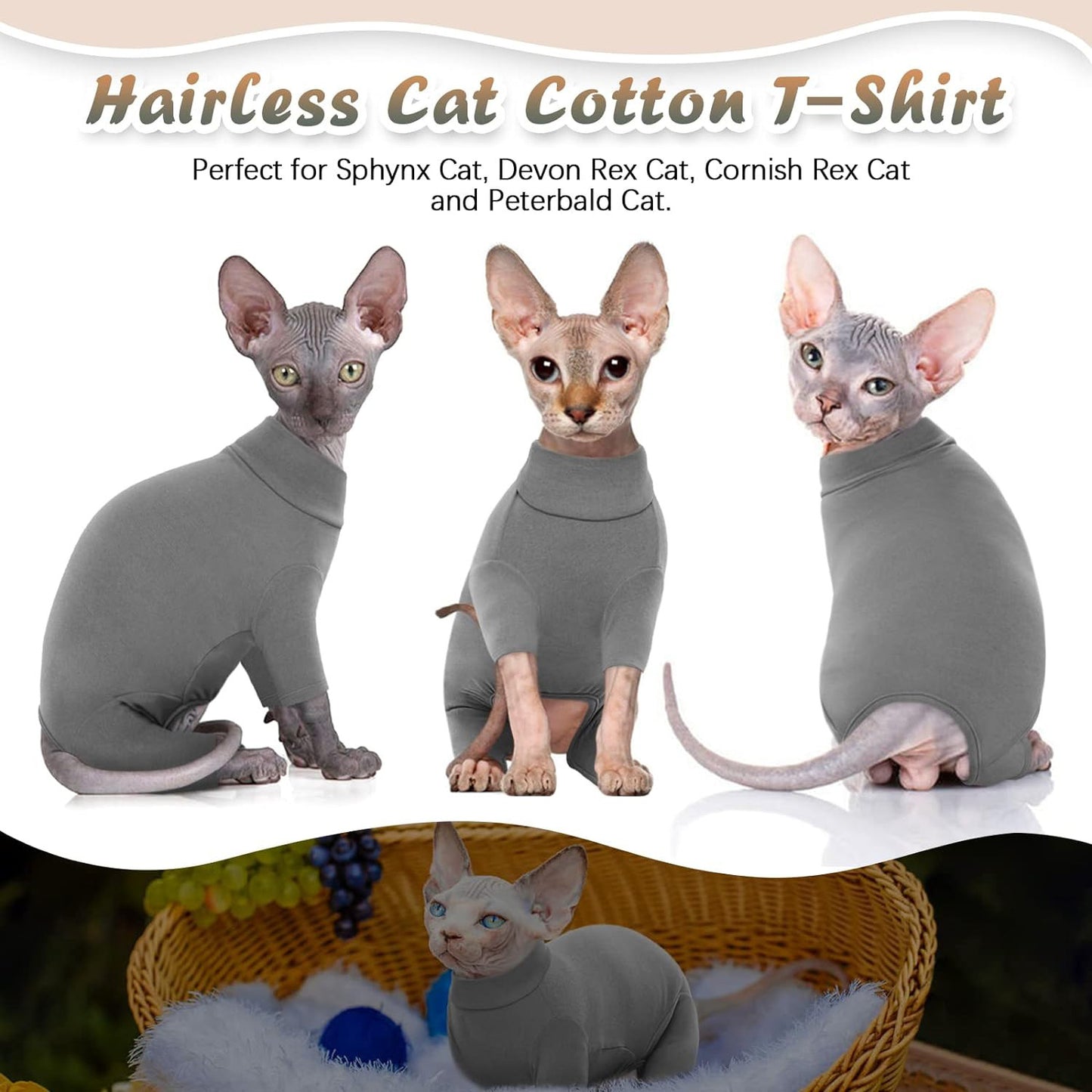 Sphynx Cats Sweater Turtleneck Hairless Cat Shirt Soft And Warm Kitten Clothes With Sleeves Pullover Pet Winter Pyjamas Jumpsuit For Cat Puppy