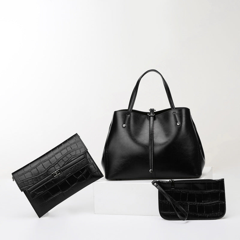 Luxury Retro Women's Hand-carrying Solid Colour Simple