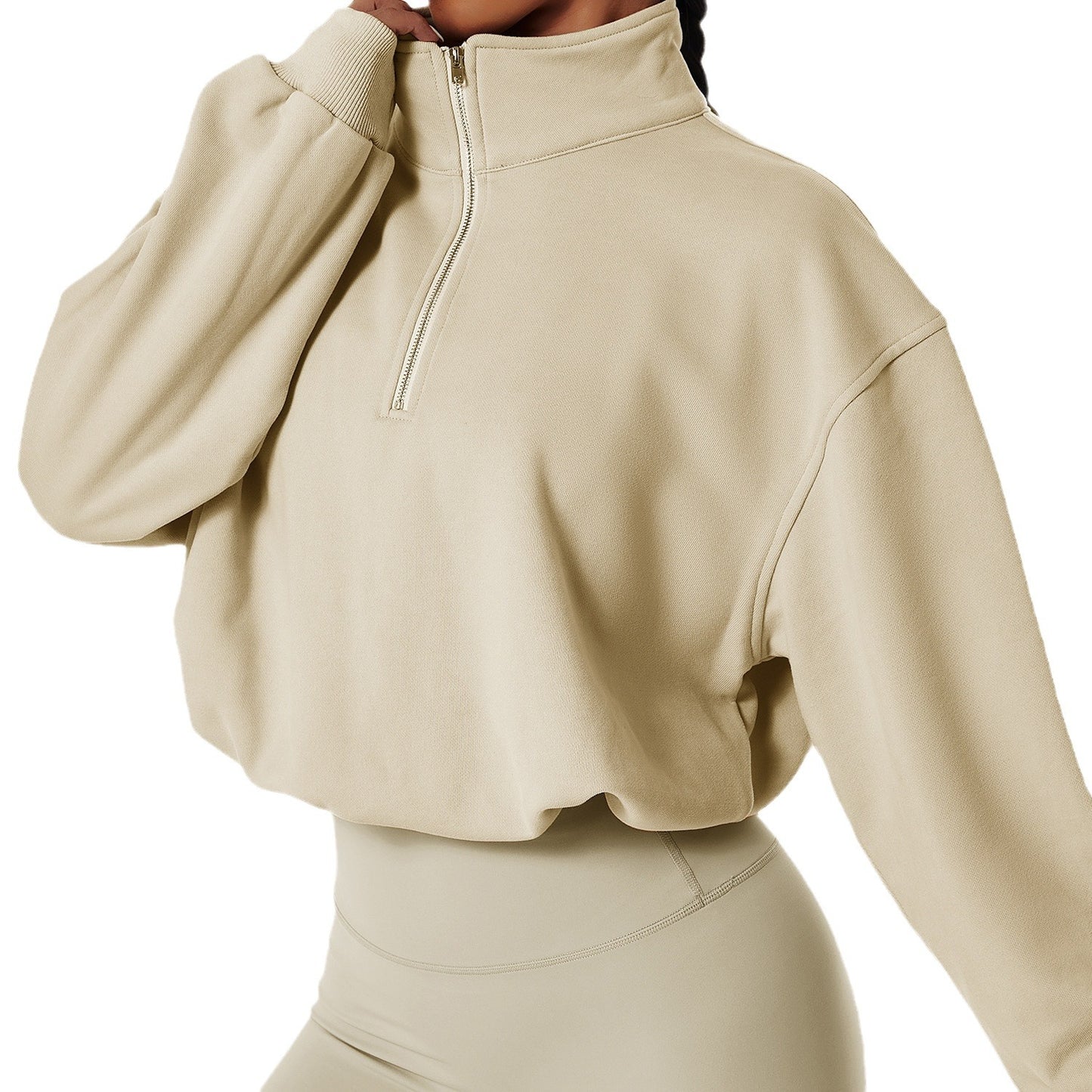 Fleece-lined Sports Sweater Pullover High Collar Outdoor Workout