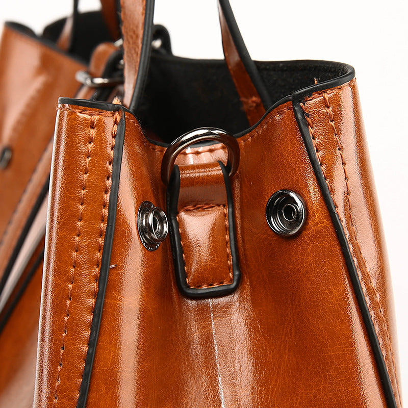Luxury Retro Women's Hand-carrying Solid Colour Simple