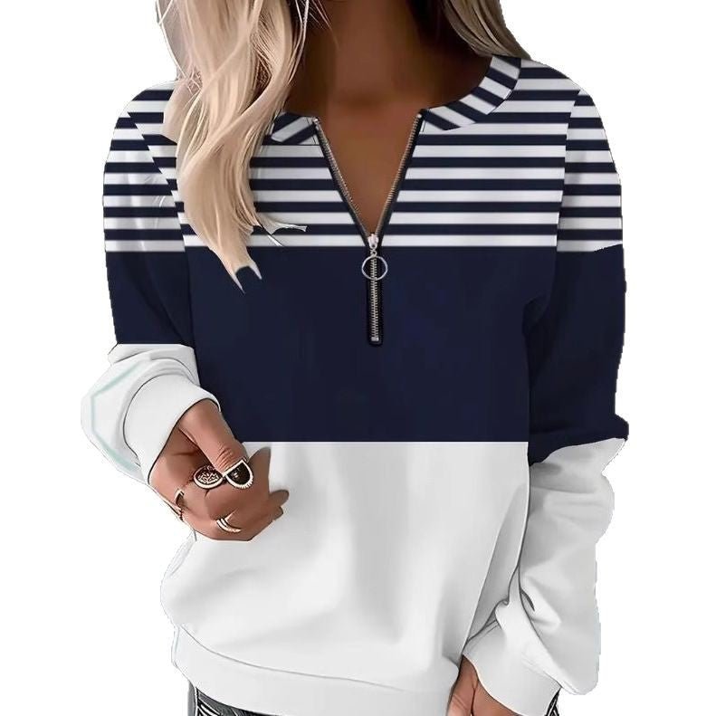 Trendy Casual Flag Sweatshirt Half Zipper Sweater
