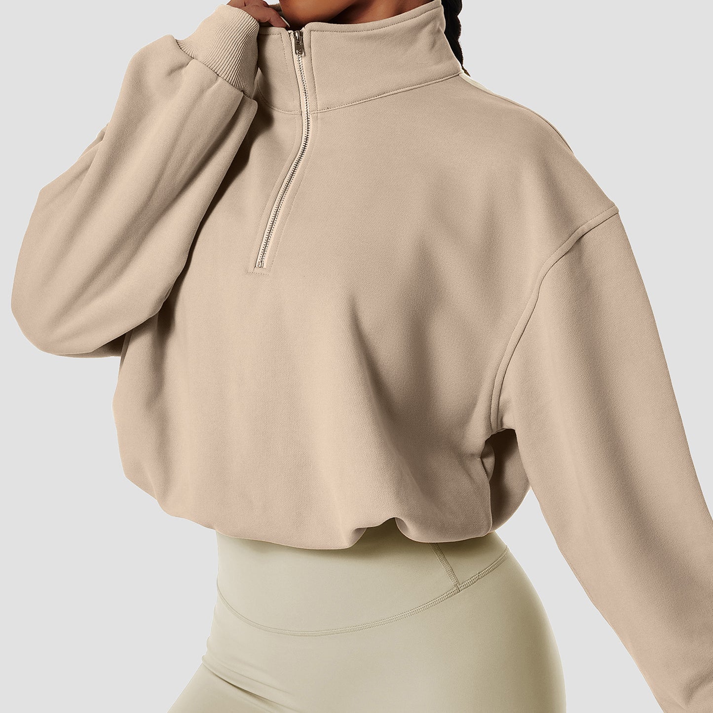 Fleece-lined Sports Sweater Pullover High Collar Outdoor Workout