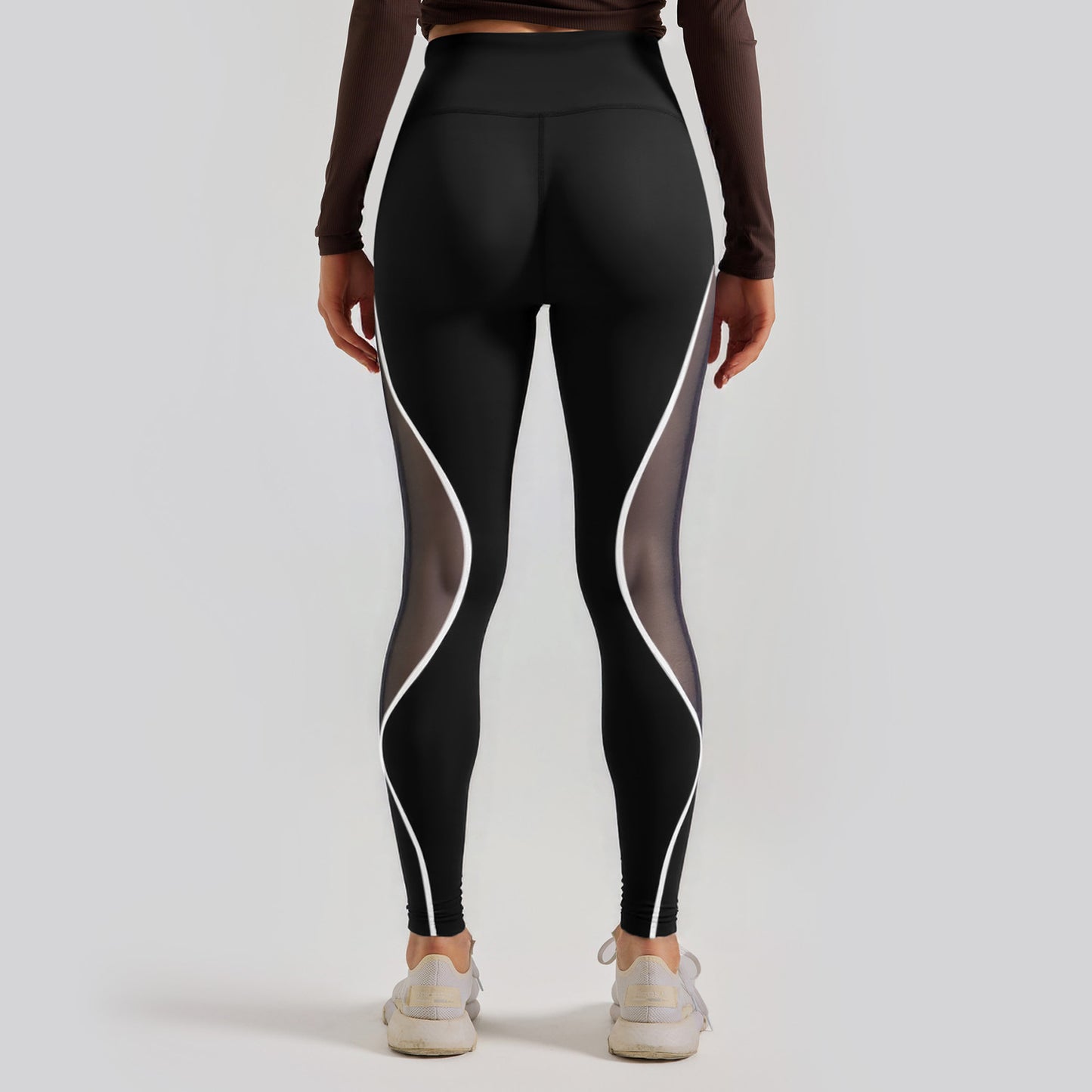 Women's Colour Matching Mesh European And American High Waist Yoga Pants