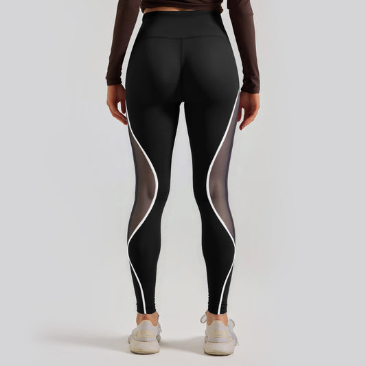 Women's Colour Matching Mesh European And American High Waist Yoga Pants