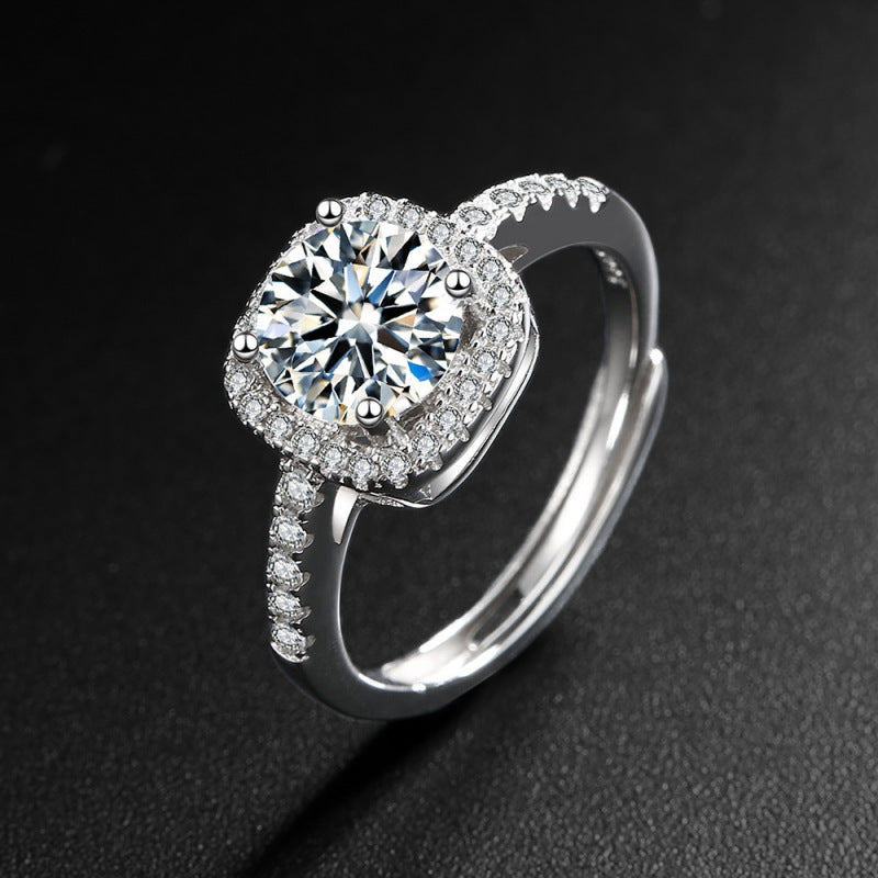 Square Bag Diamond Necklace Rings Ear Studs Suit