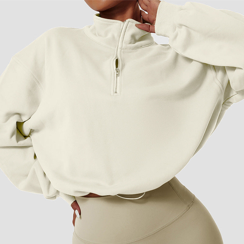 Fleece-lined Sports Sweater Pullover High Collar Outdoor Workout