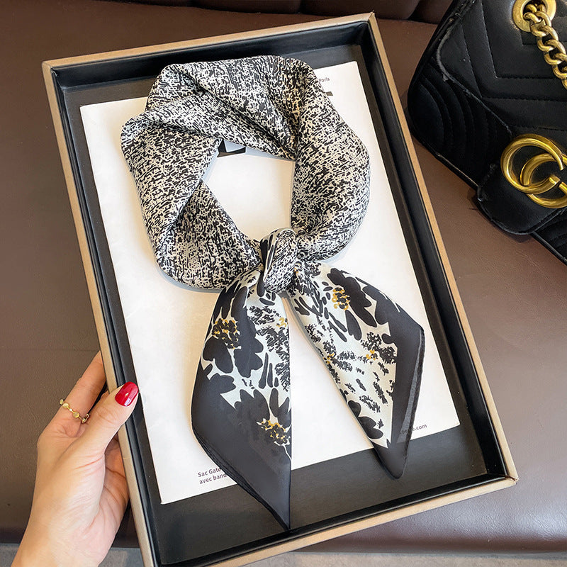 Yellow Small Square Silk Scarf For Women