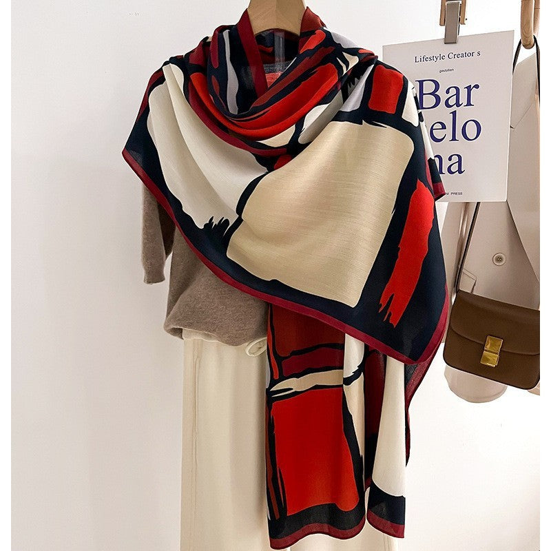 Colour Matching Fashion Scarf Scarf Thin Warm Scarf Talma