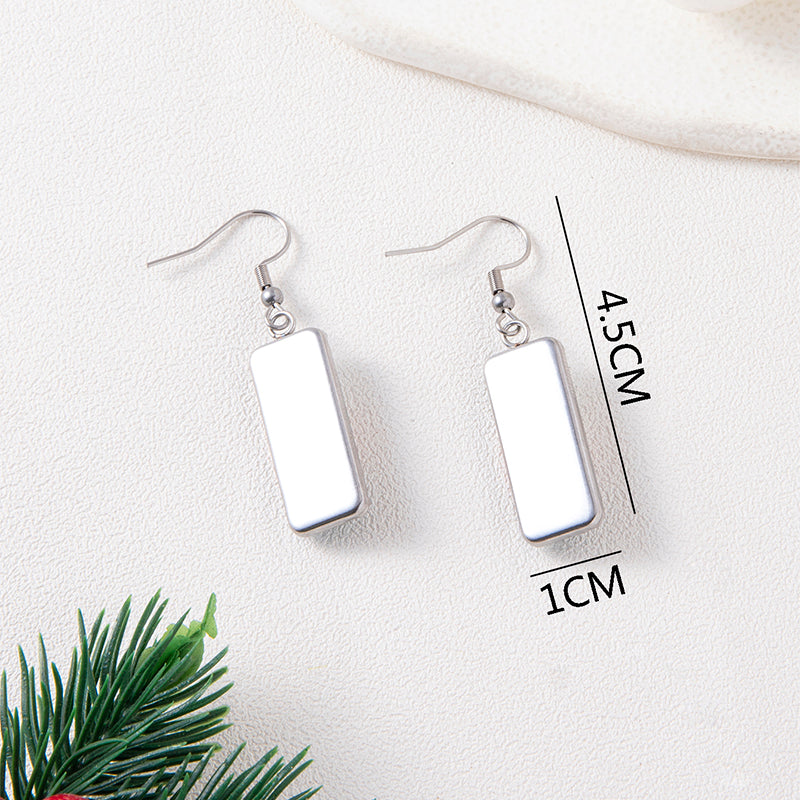 New Flowers Tulip Time Gemstone Dangle Earrings Creative Square Stainless Steel Earrings