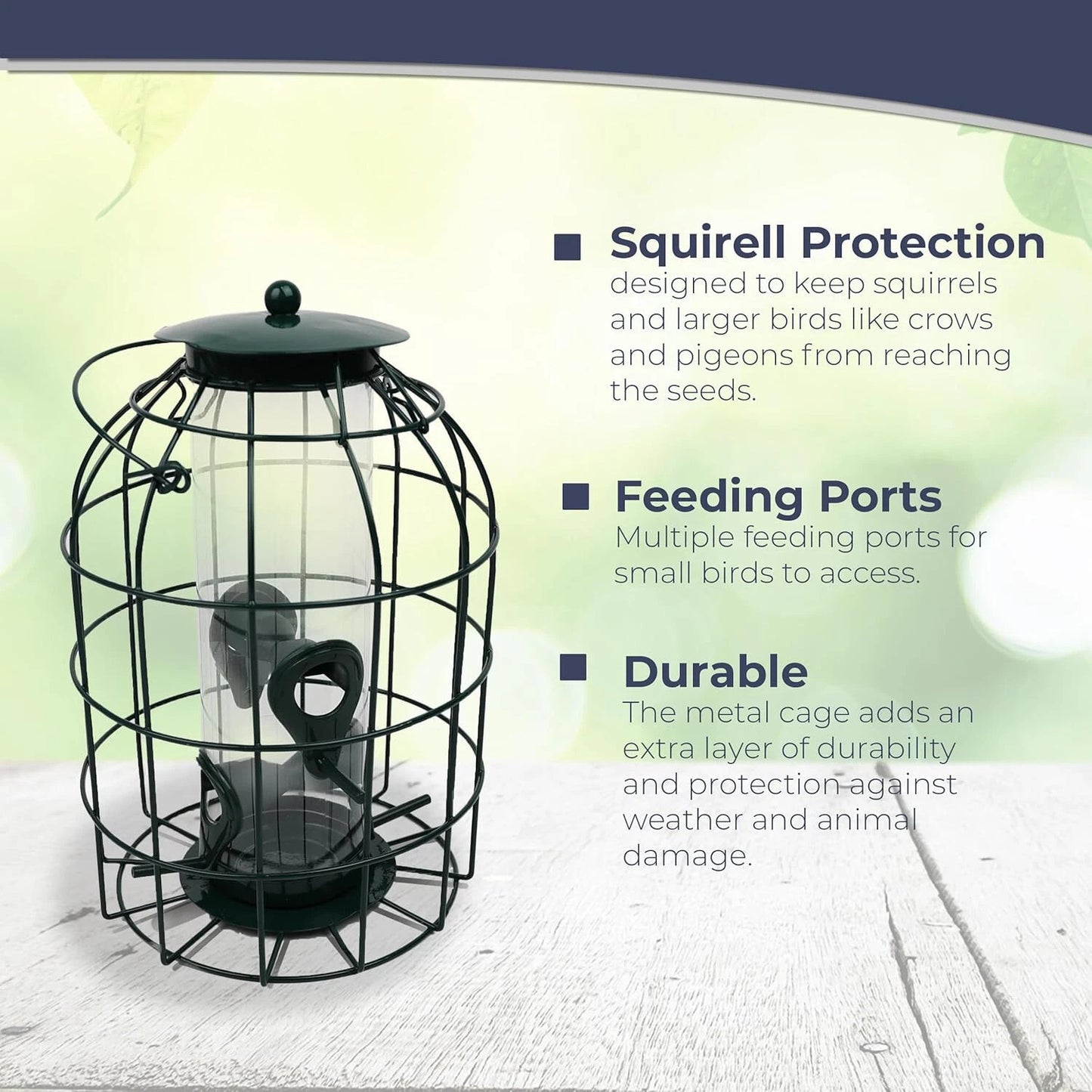 Bird Feeder Squirrel Resistant Bird Hanging Metal Feeding Station Green