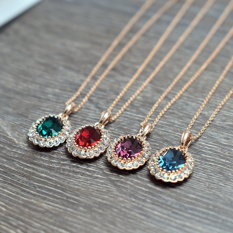 Oval Colour Short Clavicle Necklace For Women