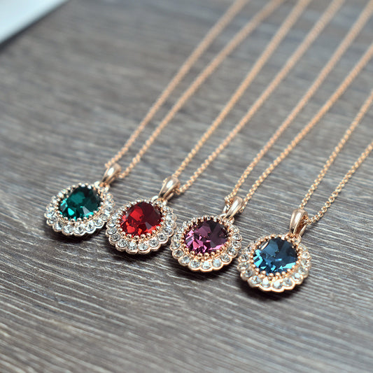 Oval Colour Short Clavicle Necklace For Women