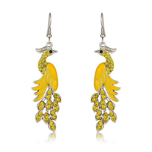 European And American Texture Peacock Earrings Retro