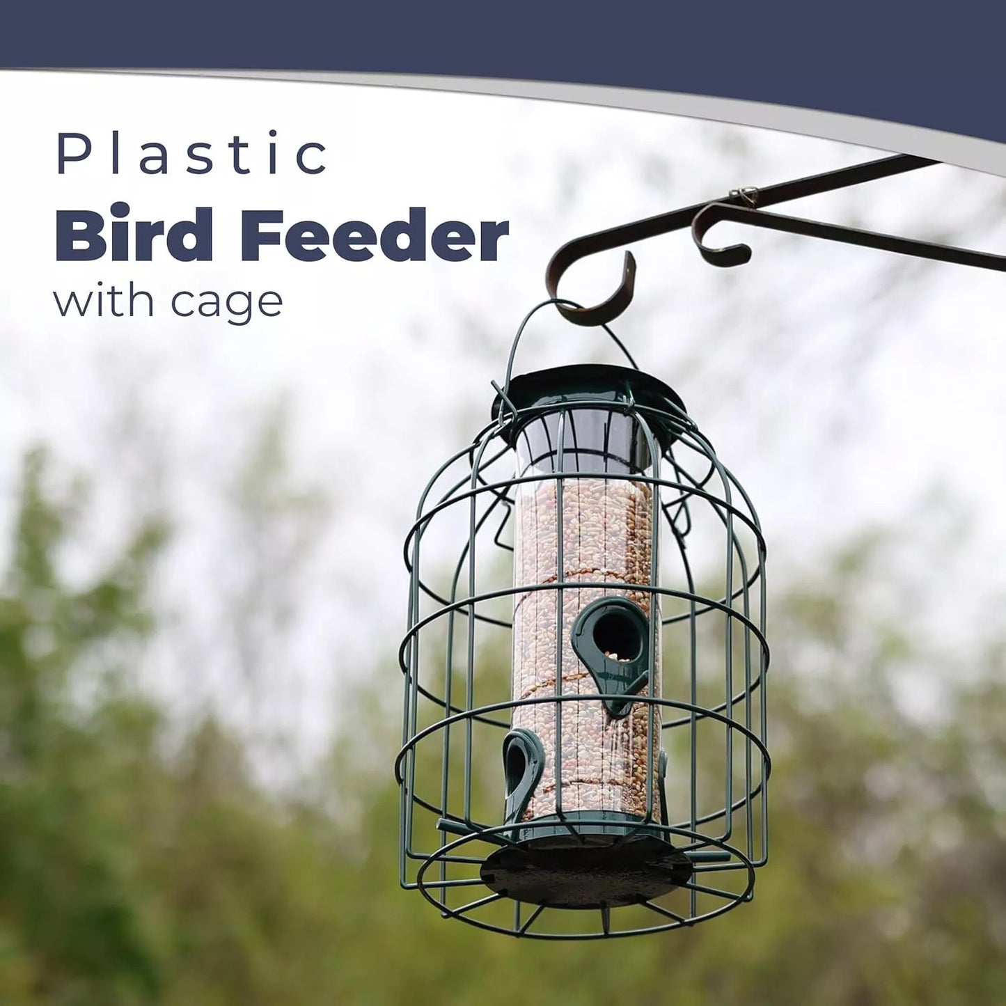 Bird Feeder Squirrel Resistant Bird Hanging Metal Feeding Station Green