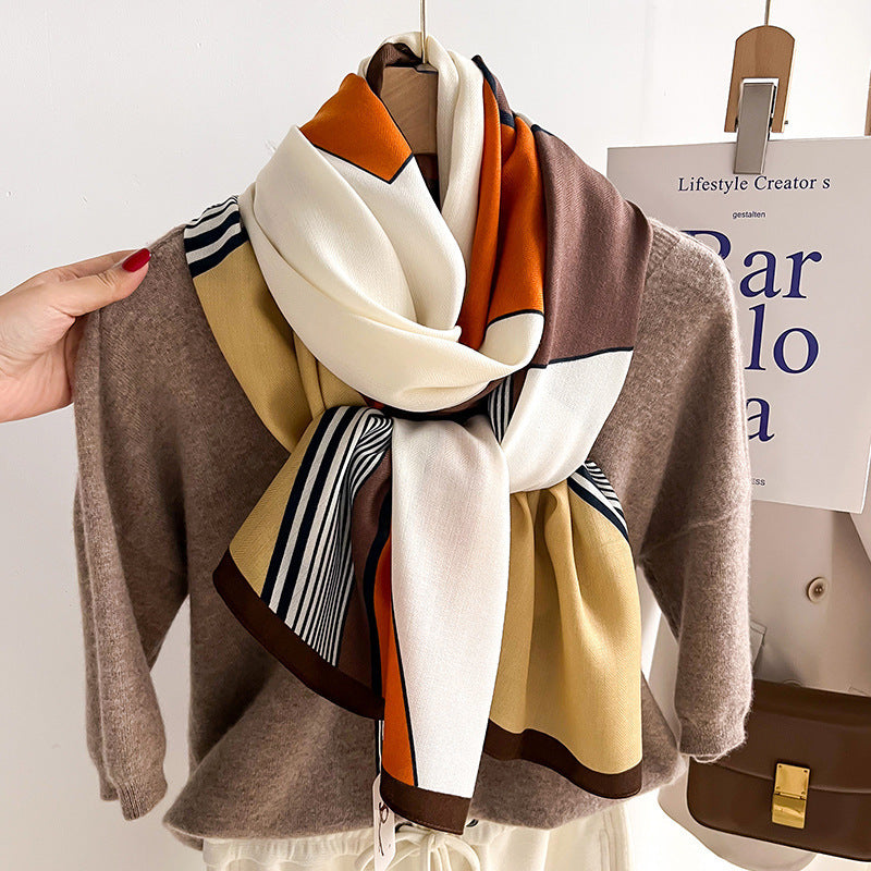 Colour Matching Fashion Scarf Scarf Thin Warm Scarf Talma