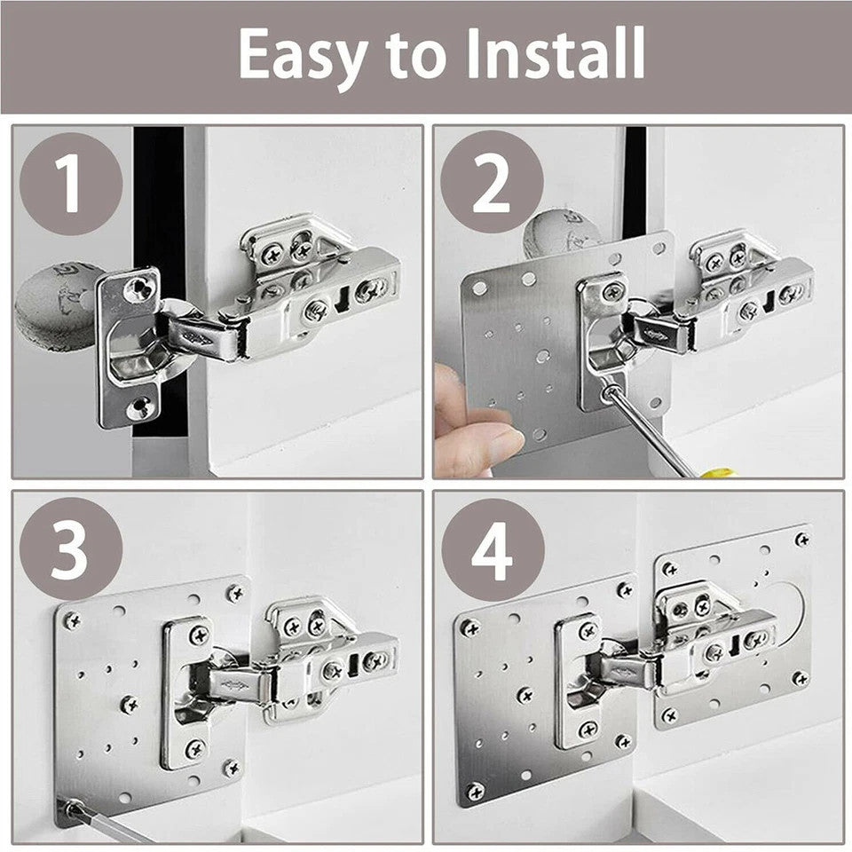 2 Kitchen Cupboard Door Hinge Repair Kit Plate And Fixing Screws Cabinet UK