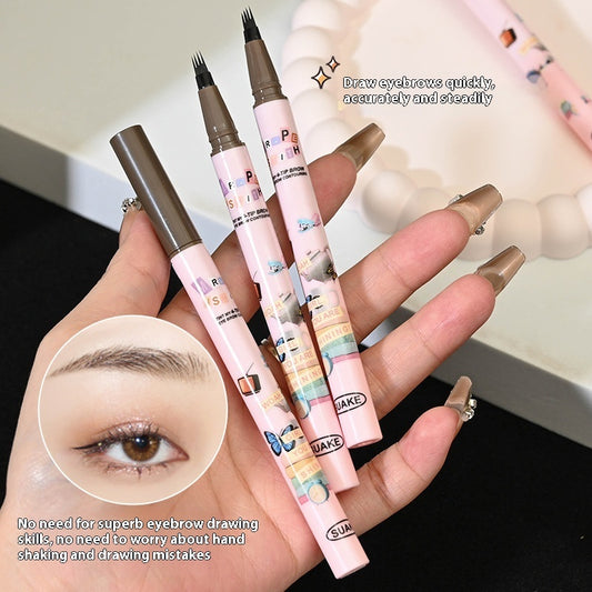 Four-fork Liquid Water Eyebrow Pencil Waterproof Sweat-proof Non-fading