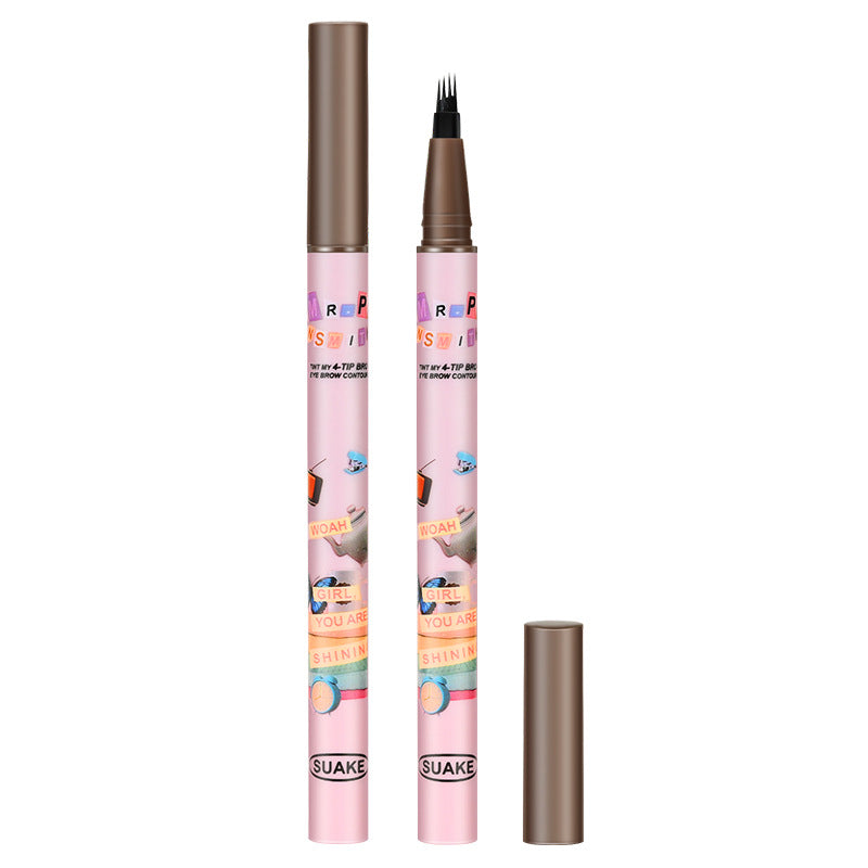 Four-fork Liquid Water Eyebrow Pencil Waterproof Sweat-proof Non-fading