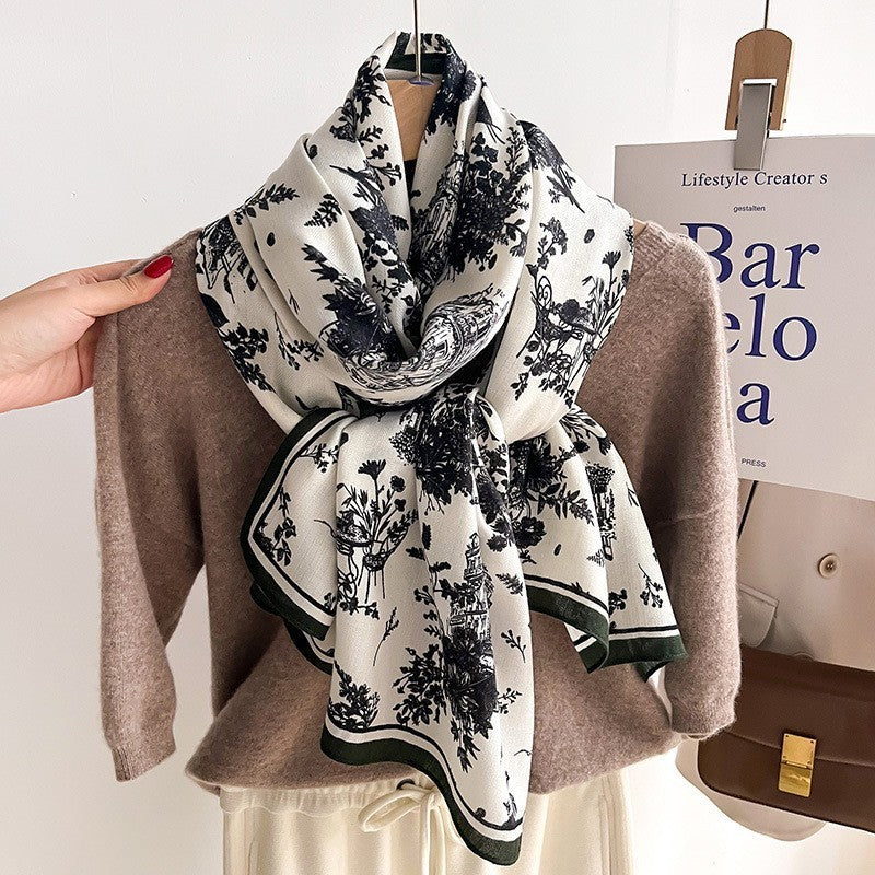 Colour Matching Fashion Scarf Scarf Thin Warm Scarf Talma