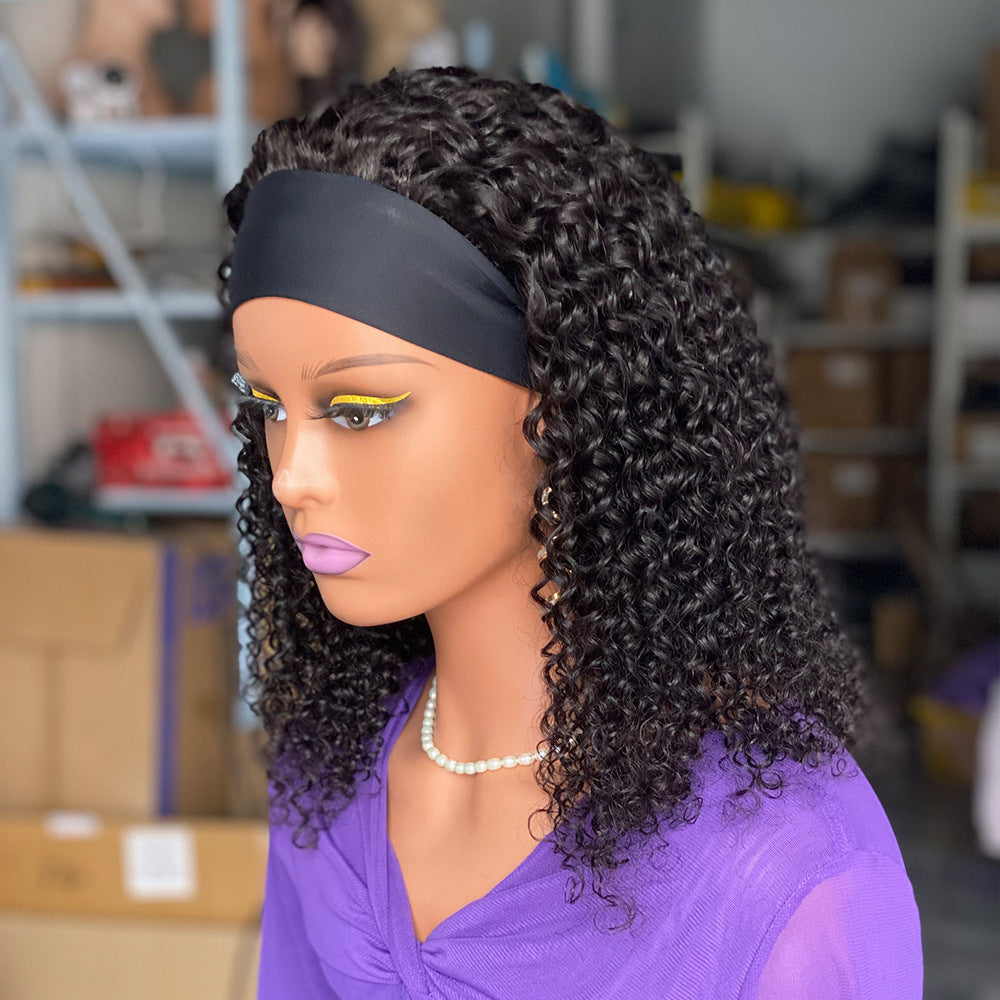 200 Curly Headband wig Human Hair Wigs