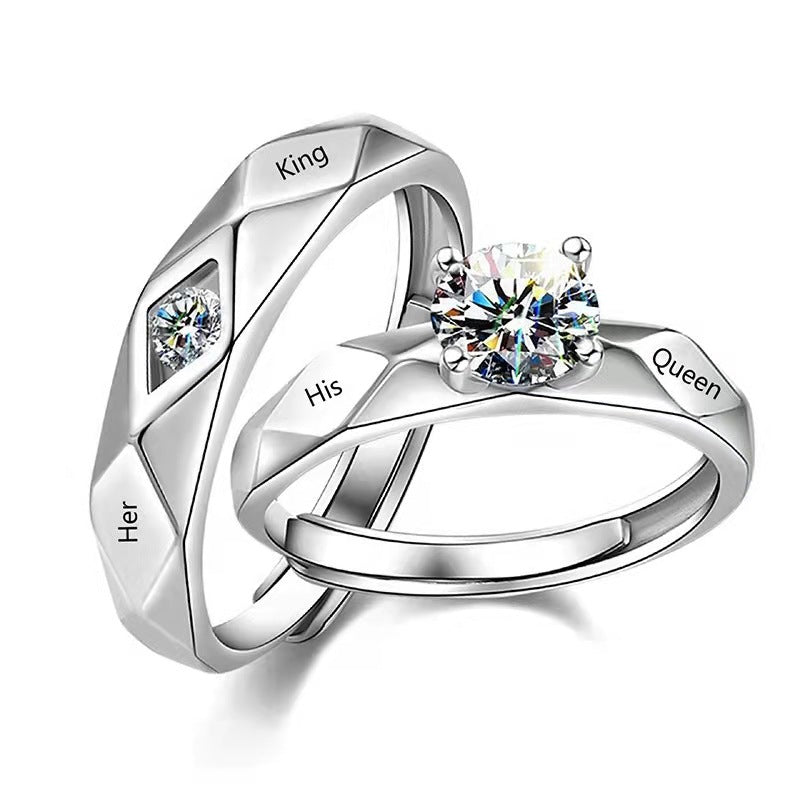 Couple Couple Rings Open Mouth White Gold Plated Men And Women