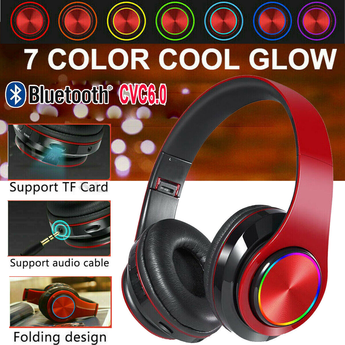 Wireless Bluetooth Headphones Over-Ear Noise Cancelling All Devices