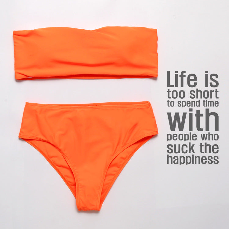 Sexy Solid Color Tube Top Two-piece Swimsuit