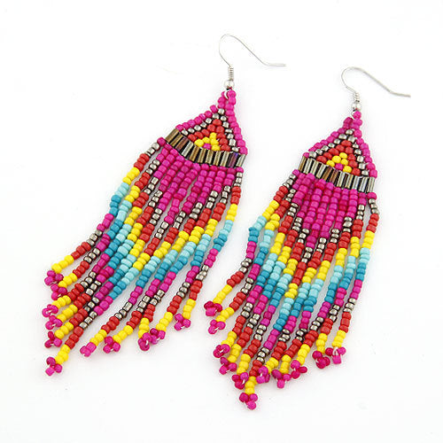 Long rice beads tassel earrings women earrings