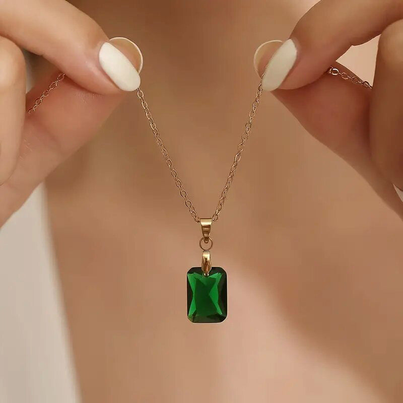 Retro Personality Fashion Rectangular Pendant Geometric Simple Necklace