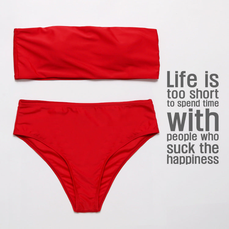 Sexy Solid Color Tube Top Two-piece Swimsuit