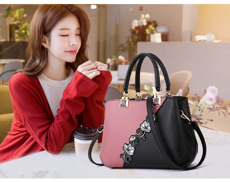 Handbags Fashionable Women's Handbags For Ladies Flower Pattern Crossbody Bags Splicing Colour Shoulder Bags