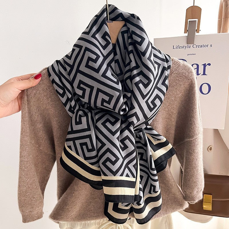 Colour Matching Fashion Scarf Scarf Thin Warm Scarf Talma