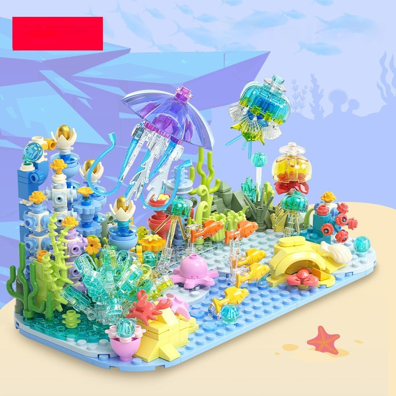 Building Blocks Submarine Creative Ornaments Assembled Toy Girl