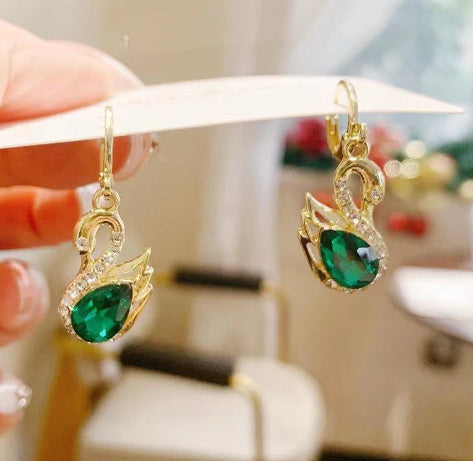 Sweet Rhinestone Swan Earrings Ins Fashion Earrings For Women Jewellery