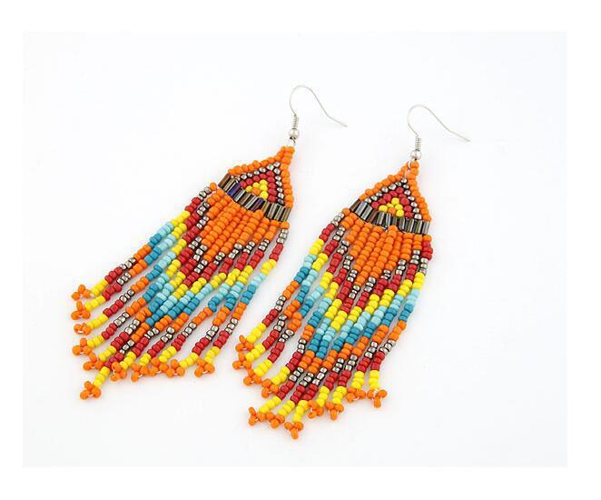 Long rice beads tassel earrings women earrings