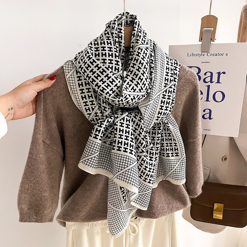 Colour Matching Fashion Scarf Scarf Thin Warm Scarf Talma