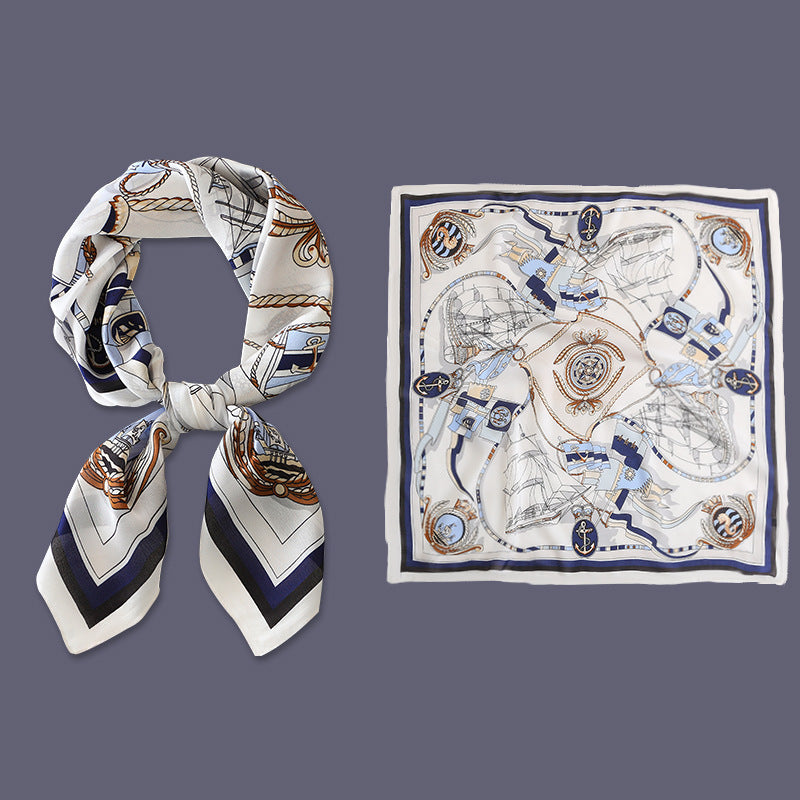 Yellow Small Square Silk Scarf For Women