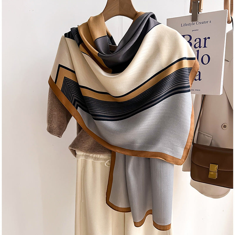 Colour Matching Fashion Scarf Scarf Thin Warm Scarf Talma