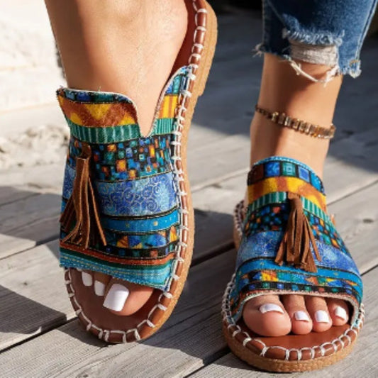 Women's Tassel Large Size Flat Bottom Slippers