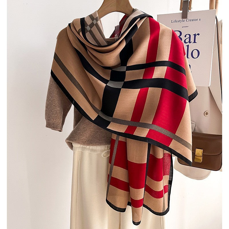 Colour Matching Fashion Scarf Scarf Thin Warm Scarf Talma
