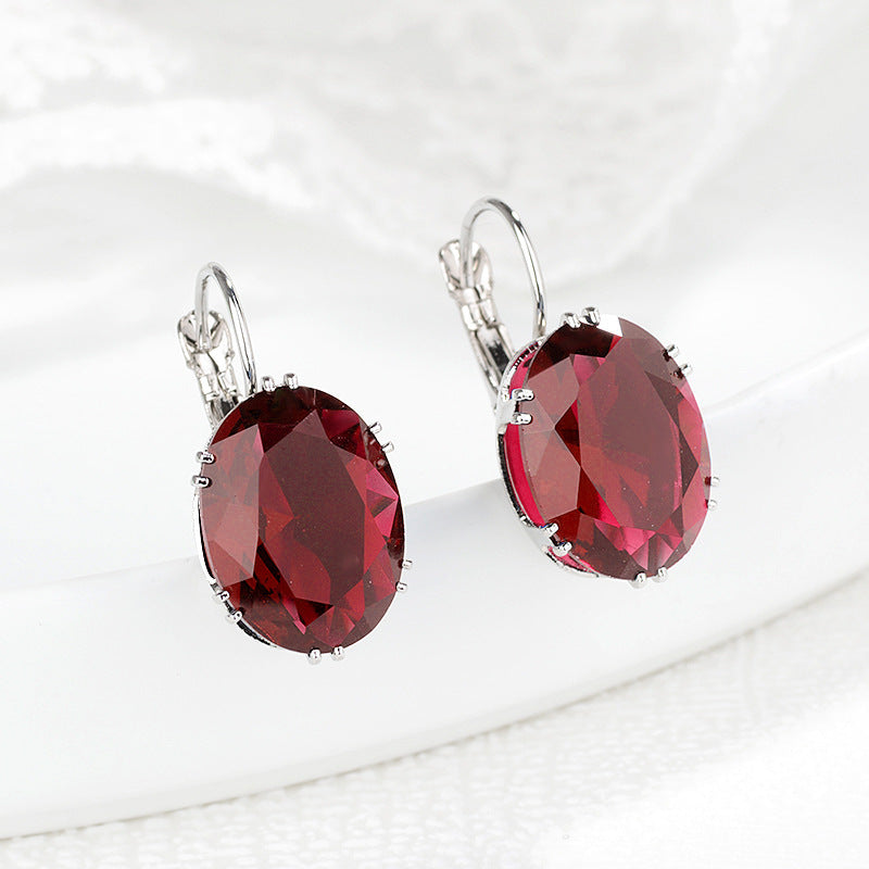 Affordable Luxury Niche Colored Gemstone Stud Earrings