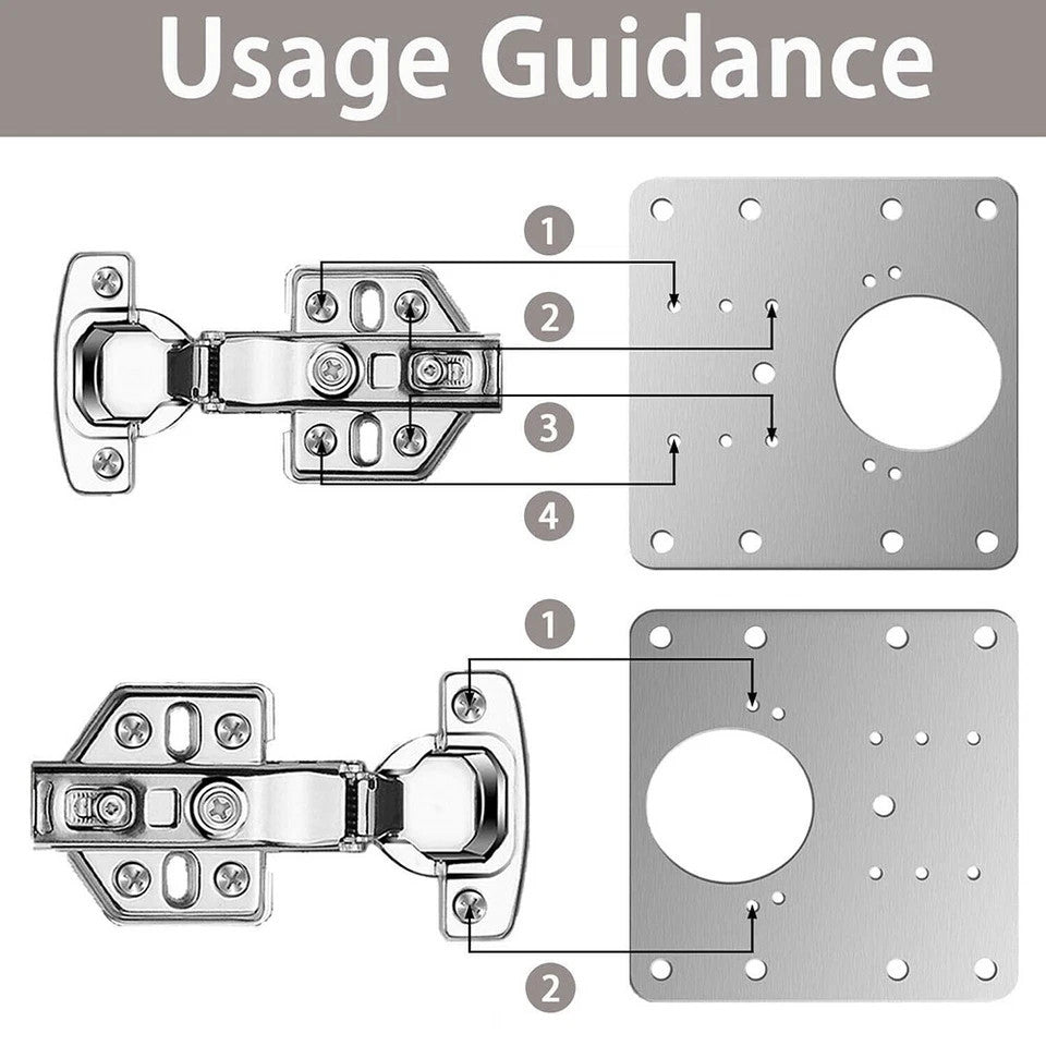 2 Kitchen Cupboard Door Hinge Repair Kit Plate And Fixing Screws Cabinet UK