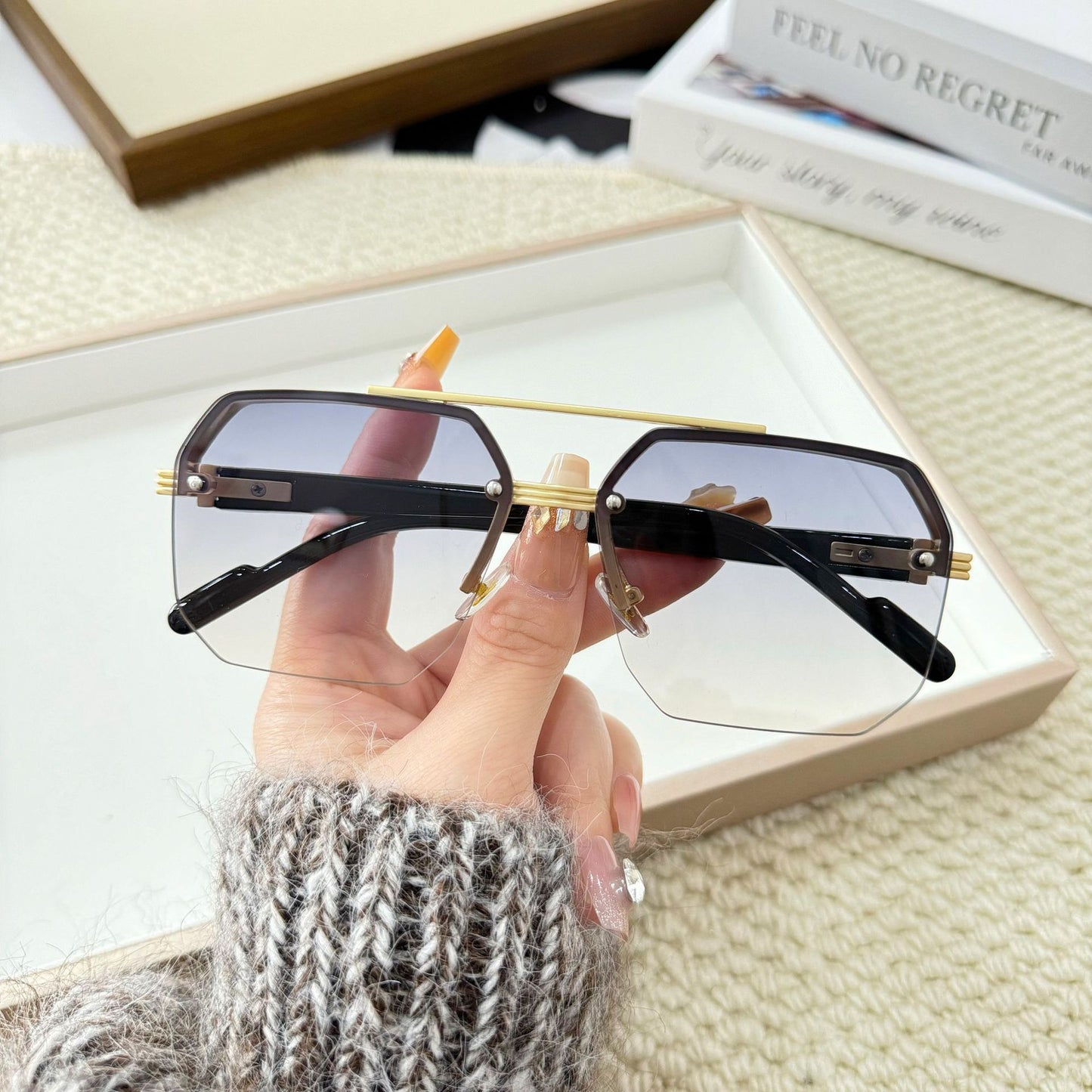 Fashion  Women Couple Glasses Frameless